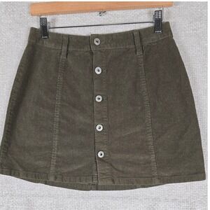REgeneration Celebrity Pink Womens Olive Corduroy Button Front Mini Skirt 7
